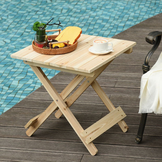 Premium Foldable Wooden Side Table – Portable Folding End Table for Balcony, Garden, Camping & Living Room